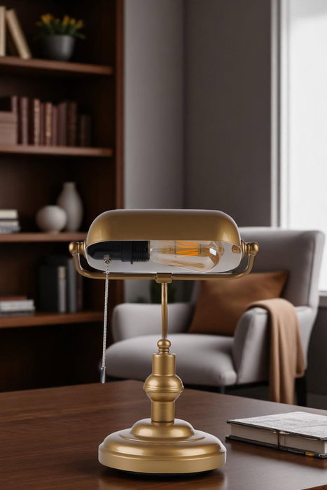 Opviq Lámpara de Mesa de Metal con Acabado Dorado